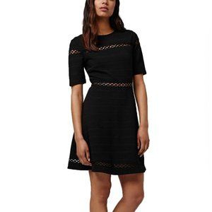 Topshop Openwork Inset Fit/Flare Dress - Black - 6